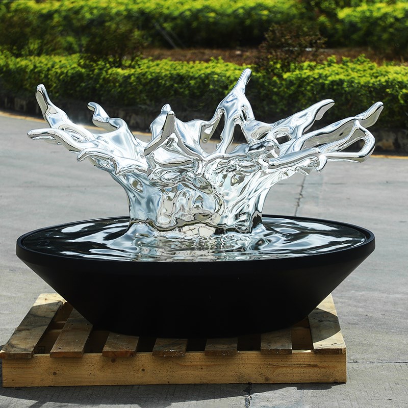 大型浪花雕塑 水滴吊饰底座 玻璃钢电镀售楼处酒店大堂落地装饰品