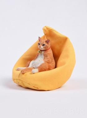 正品JXK仿橘猫咪模型迷你玩具手办动 微缩物周边偶桌玩面小摆件真