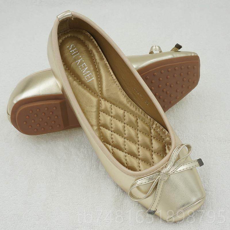 正品22春4夏金属蝴蝶结芭蕾平鞋底女方头浅口豆豆鞋平0跟孕妇妈妈,女鞋,时尚芭蕾鞋,淘宝优惠券,粉丝福利购,淘宝优惠卷