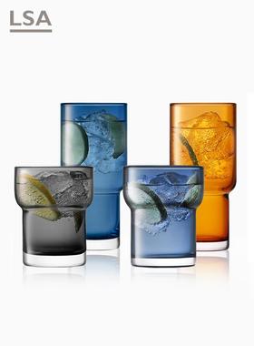英国进口LSA莫兰迪色水杯玻璃杯果汁杯子平底 家用大容量啤酒杯