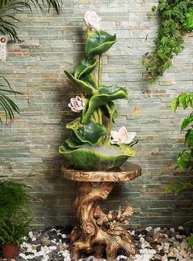 中式落地流水喷泉客厅摆件家居饰品摆设开业礼品装饰风水轮创意