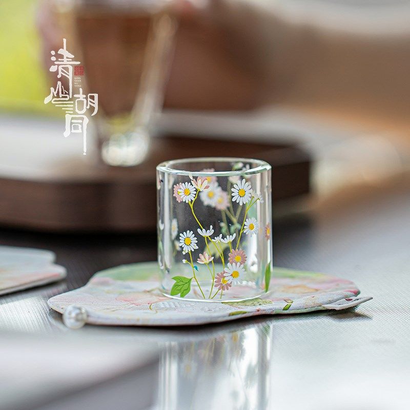 精选清山胡同小清新玻璃盖置功夫茶具茶道零配件盖碗茶壶盖托创意