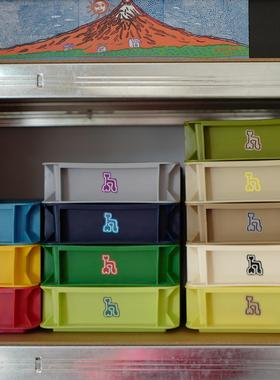 Htap绝版彩色桌面收纳盒日式工业风格家庭组织工具文具户外办公室