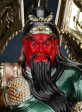 精选九龙关公神像供奉像树脂生意人摆件关公绿袍武财神关二爷镇宅