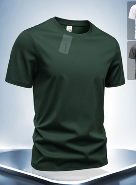 2025夏季新款男士纯棉圆领短袖T恤男丝光棉宽松上衣潮流百搭男装