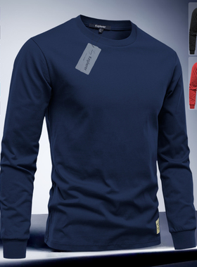 keplerer长袖t恤男2025春季新款圆领打底衫纯棉美式休闲上衣服