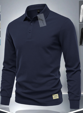 keplerer翻领polo衫男桑蚕丝长袖t恤2025春季新款商务保罗衫上衣