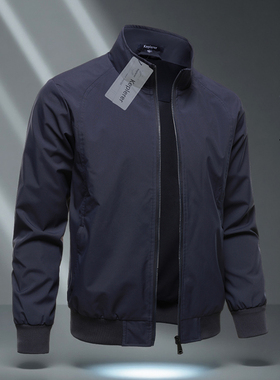 2025春秋冬季新款风衣拉链外套立领夹克修身防风上衣商务休闲男装