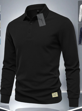 keplerer翻领polo衫男桑蚕丝长袖t恤2025春秋冬季新款保罗衫上衣
