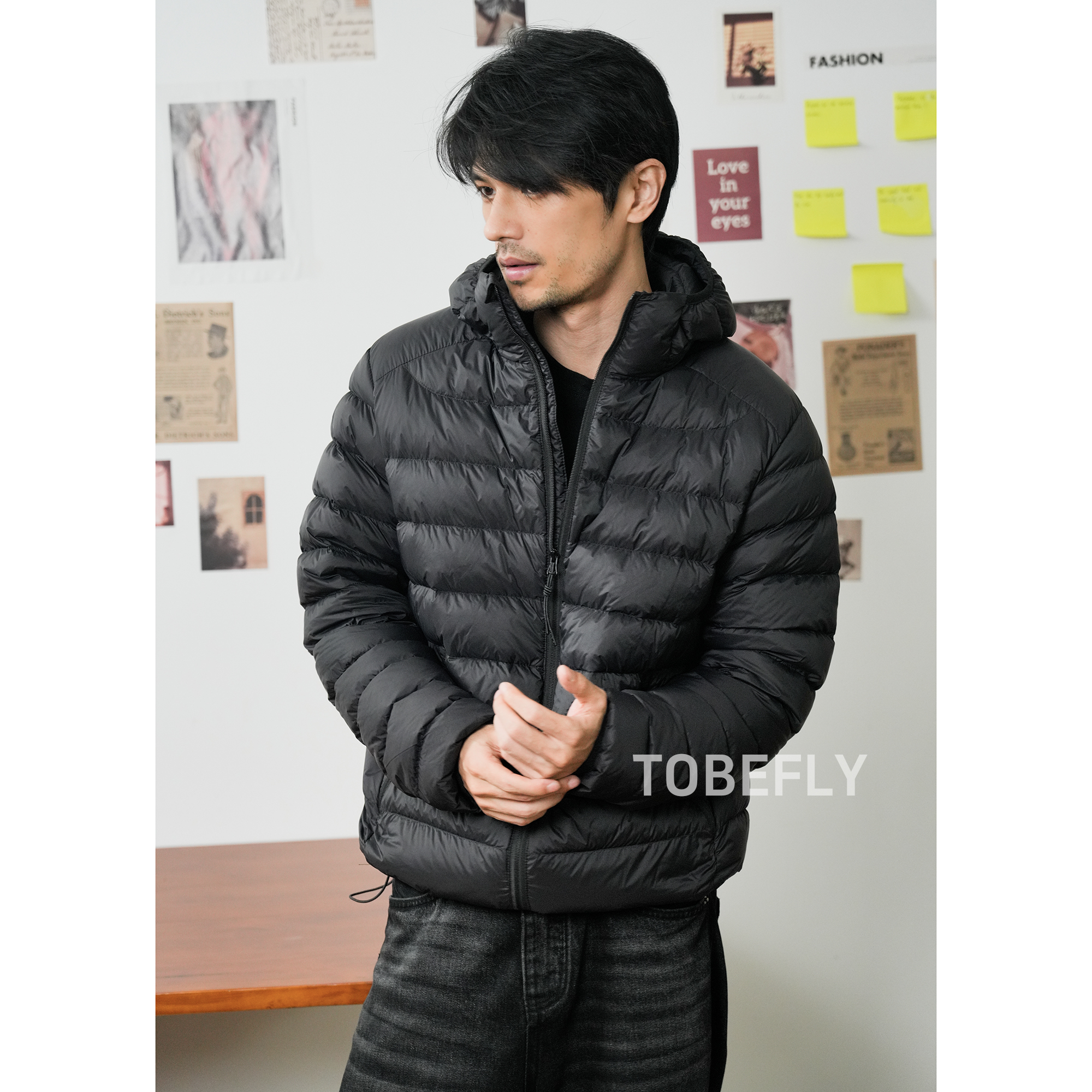 Tobefly防静电白鸭绒排骨羽绒服