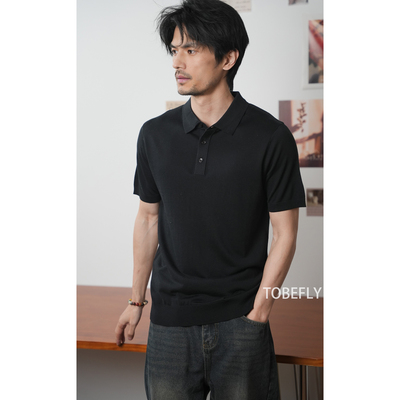 220g老钱风莱赛尔撞色条翻领POLO