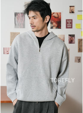 Tobefly半拉链连帽针织卫衣秋冬新款休闲慵懒百搭长袖上衣DR35