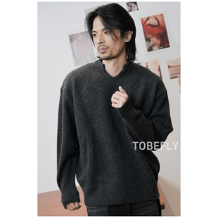 休闲毛衣TY2508 小V领羊毛混纺针织毛衣25冬新款 Tobefly 宽松版