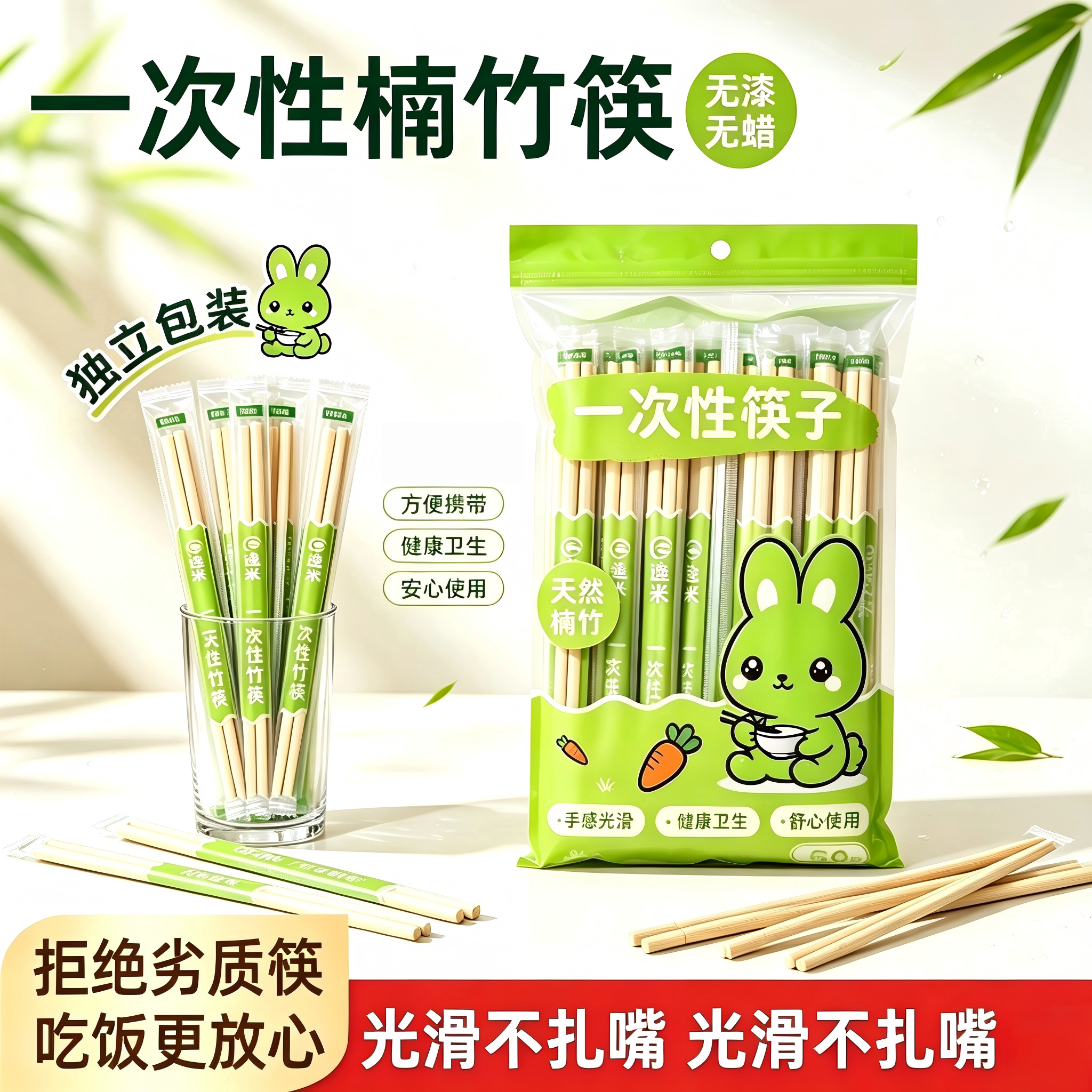 一次性竹筷独立装加长加粗