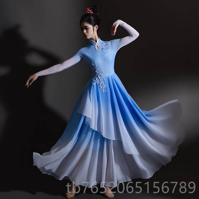 正品古典舞蹈服女飘逸大气开国场舞裙大摆演台出服中舞艺考歌伴舞