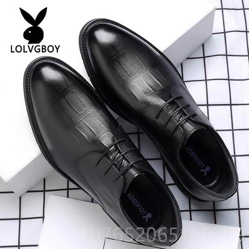 正品皮底鞋男透商务正装休色闲鞋英伦软夏季气真皮增高韩版尖头黑