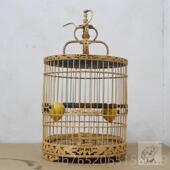 包邮 正品 全套配齐 竹老雕刻 画八哥鹩哥笼子紫色笼小鼓底 鸟眉笼