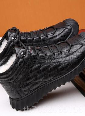 正品P羊lver冬季暖加厚棉皮鞋男头层牛保皮毛皮毛一体高帮男o士爸