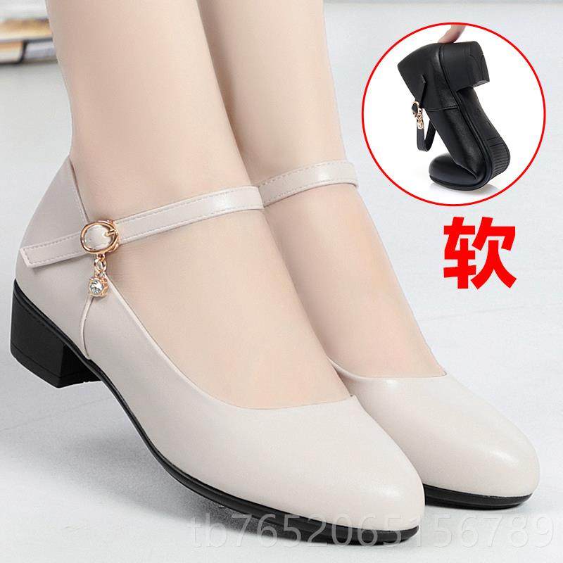 正品妈女妈秋鞋子单鞋中跟真皮春秋鞋不累脚季中休闲年女士一字扣,女鞋,浅口单鞋,淘宝优惠券,粉丝福利购,淘宝优惠卷