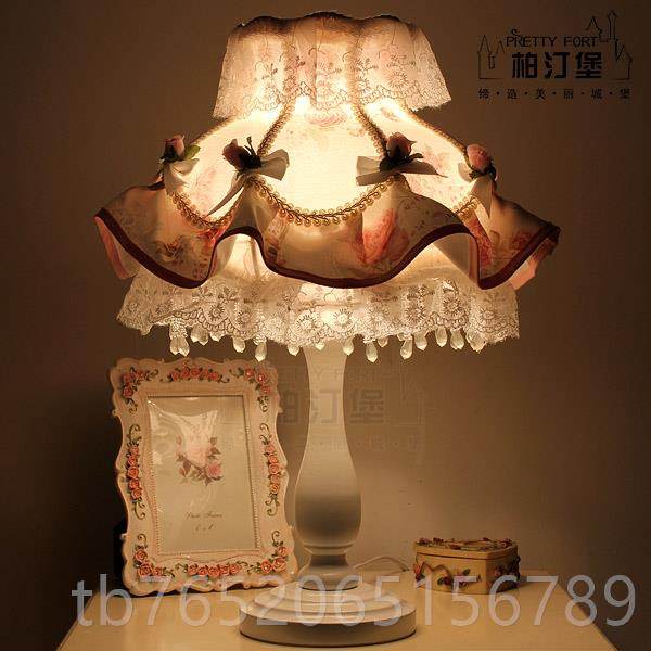 正品粉欧式韩式乡村田园主公色玫瑰碎饰花树脂布艺卧室床头装台灯,家装灯饰光源,装饰台灯,淘宝优惠券,粉丝福利购,淘宝优惠卷
