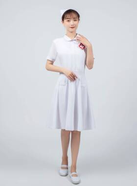 正品十医士舞蹈演表出服女短袖弹力修身连衣裙红字白衣天使护舞台