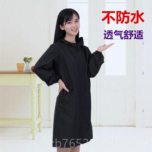 正品韩时尚袖围拉链风衣式作大人罩长衣女防泼裙水厨房外套连帽工