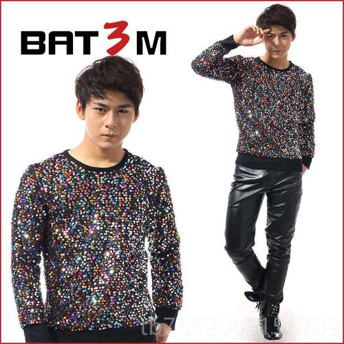 正品夜店男装潮男流 演出服舞台装 男片毛 个性另衣类潮亮韩版上