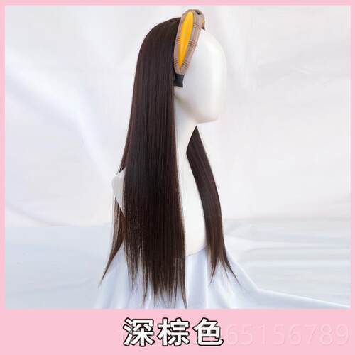正品发箍假发长发型半头套可拆卸红长直假网发套仿真女人发丝全u