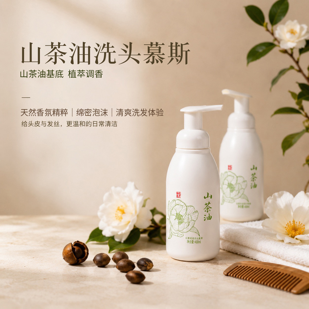 晒秋香堂   山茶油洗头慕斯沐浴露