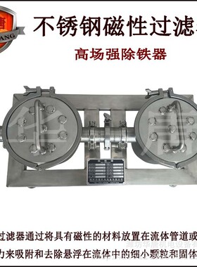 多级磁性过滤器 磁场13000GS  双滤桶磁性过滤器DN100磁性过滤机