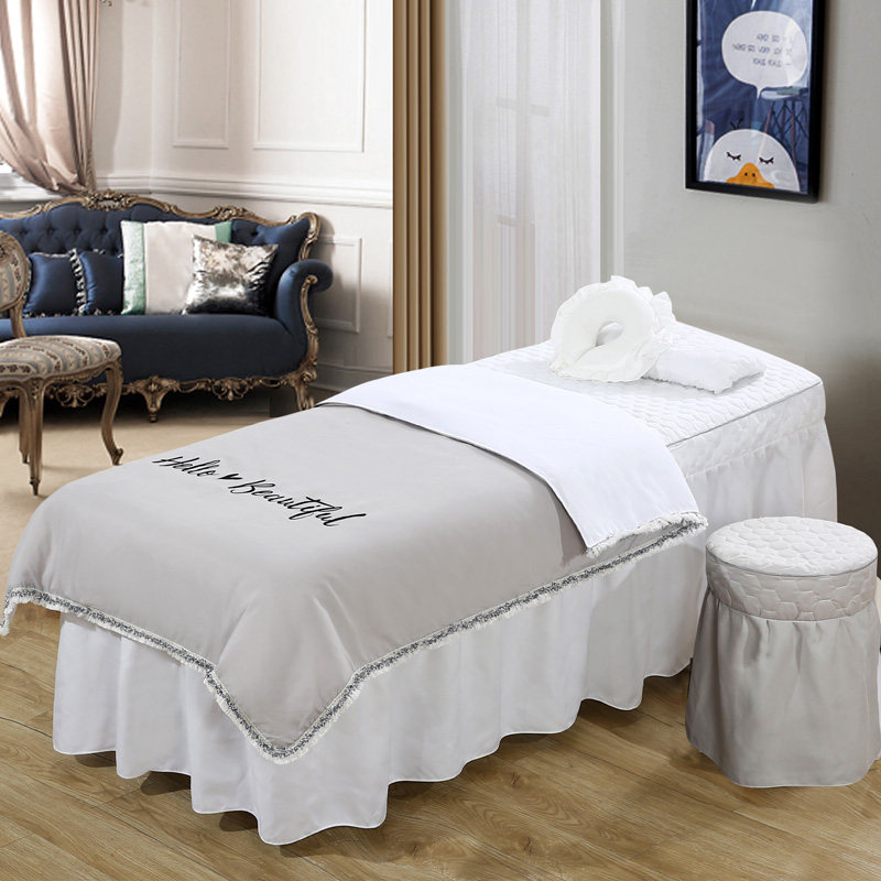 简约美容床罩四件套柔肤棉纯色按摩美容床美容院四件套欧式可水洗