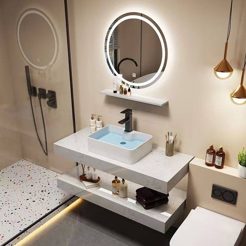 酒店卫生间洗手盆现代简约大理石洗漱池台上方盆双层洗脸盆柜组合