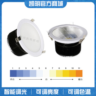 60W色温控制筒灯 50W 智能照明2700K6500K调光调色LED筒灯30W 40W