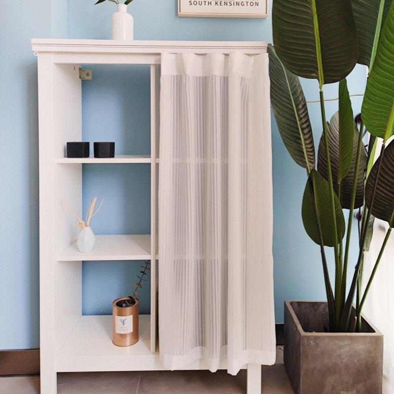 柜类遮挡帘子滑轨式杂物遮丑小短帘免打孔厨房柜门帘洗衣机防尘