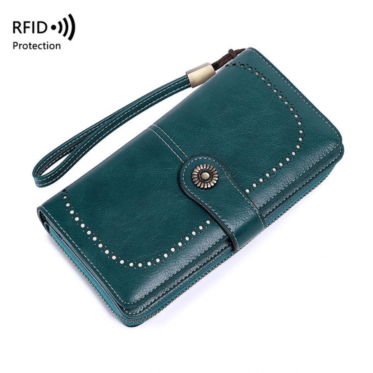 真皮质感红色招财钱包男女长款2026新款拉链手拿包卡包钱夹休闲