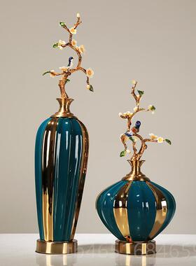 高档新中式创意珐柜琅彩酒柜摆陶瓷件客玄厅样板间关电视轻奢软装