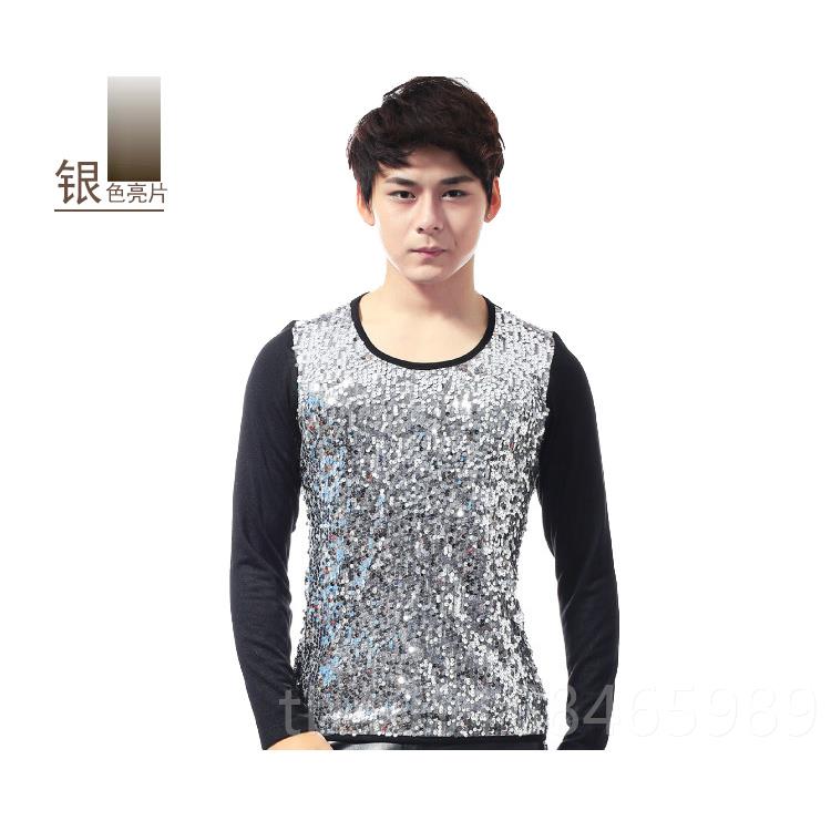 高档片 男士修身 长袖T亮恤 服夜店男歌手DS 时尚演出舞服台表演