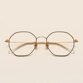 高档钛文多边形防蓝纯光辐射电脑眼斯败类近视眼镜框女网红款 镜平