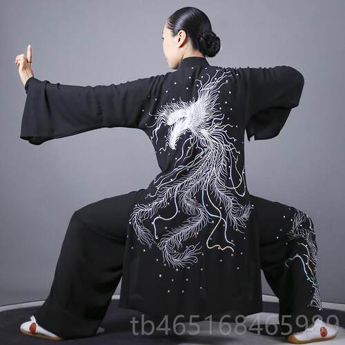 高档马蕾太极春服新中长款刺绣太极拳男夏女团队比赛表款演服凤凰