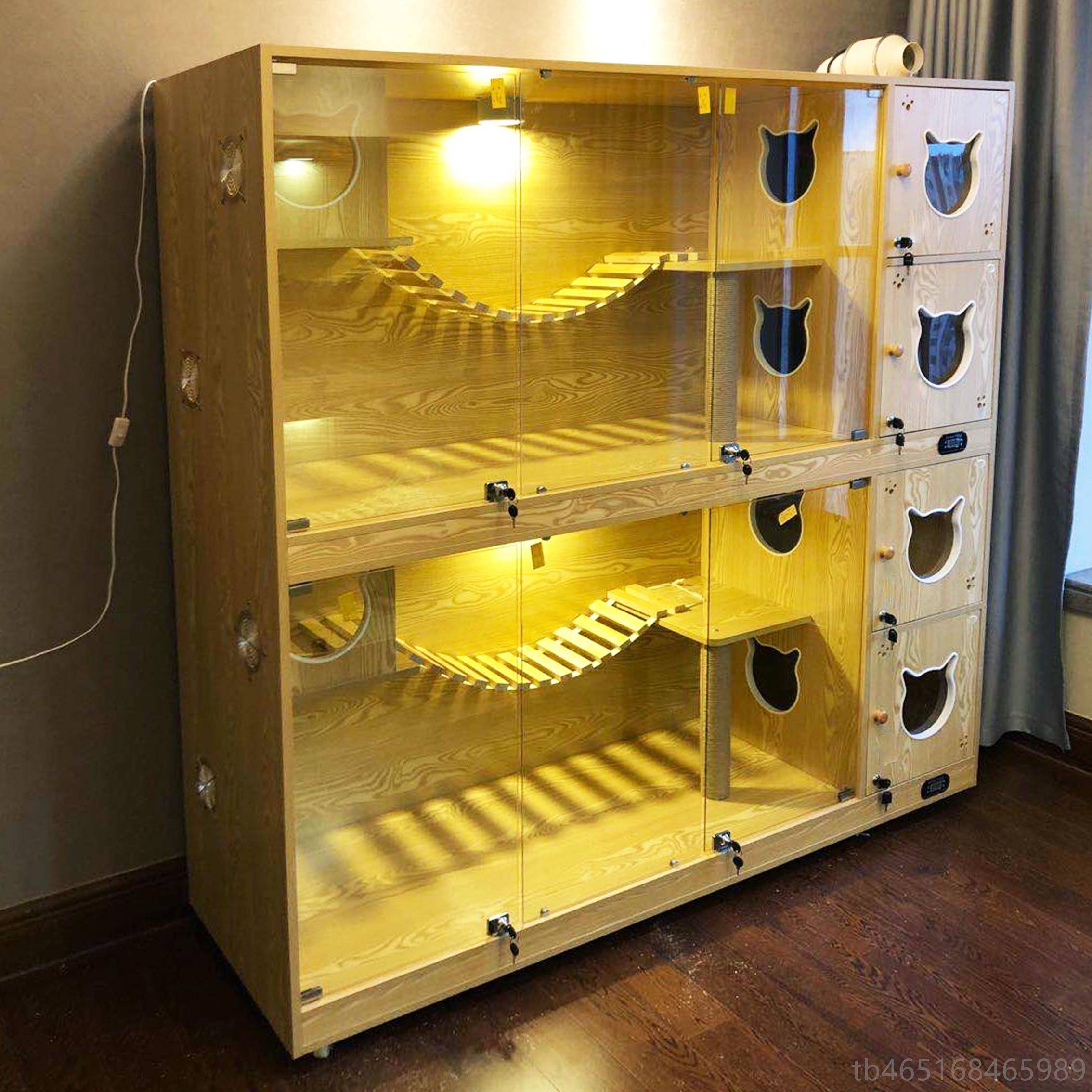 高档别木墅实家用猫柜繁育笼无毛猫猫猫窝定制恒温加热保温箱宠物