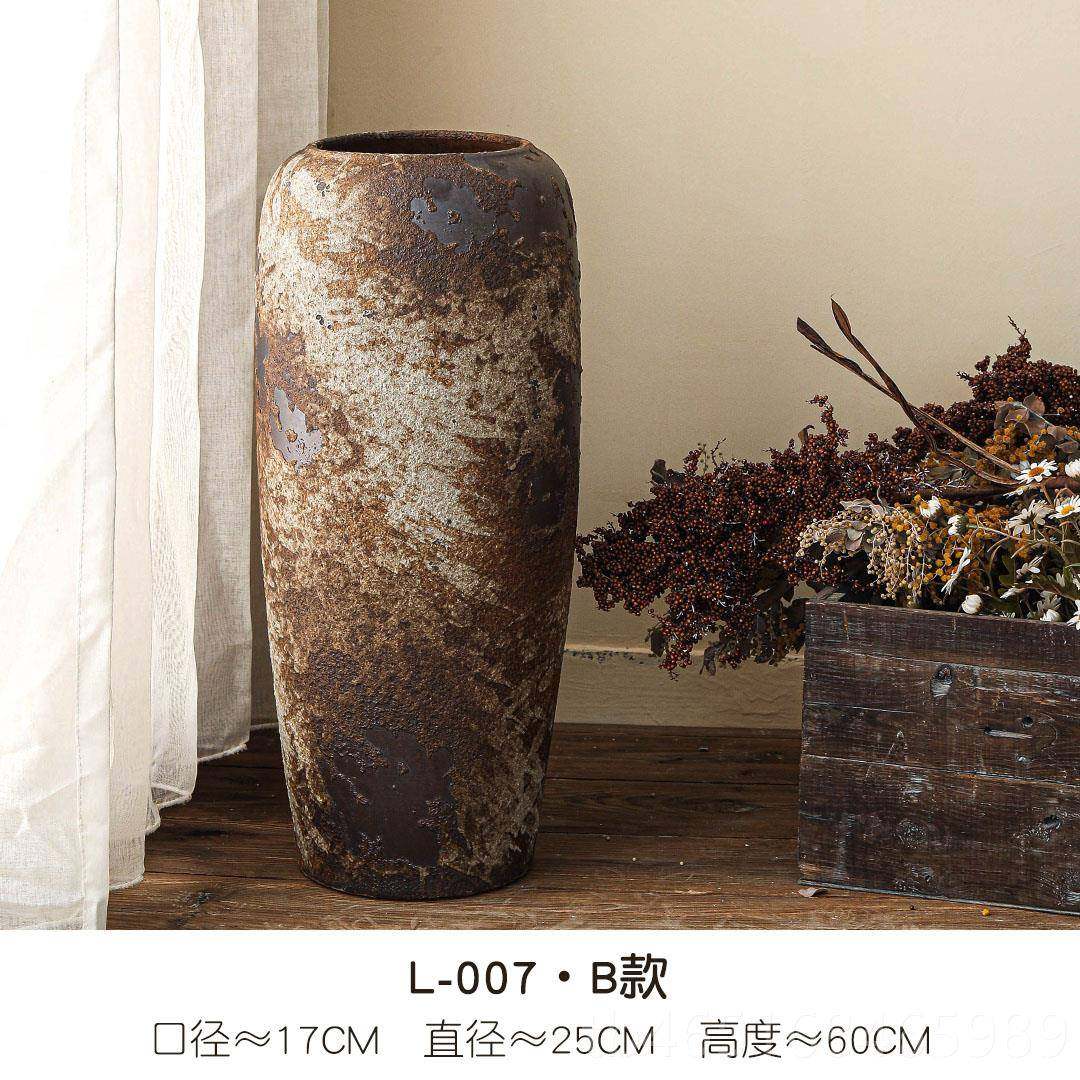 高档落地大花瓶陶摆瓷件中式复装古陶客厅酒店饰品罐插花干花粗陶,家居饰品,花瓶,淘宝优惠券,粉丝福利购,淘宝优惠卷