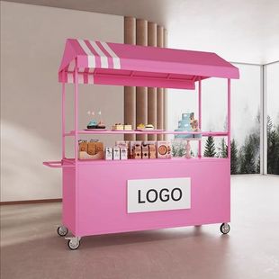 网红铁艺花车摆摊神器美食街广场商场促销 饰移动推车 车集市门店装