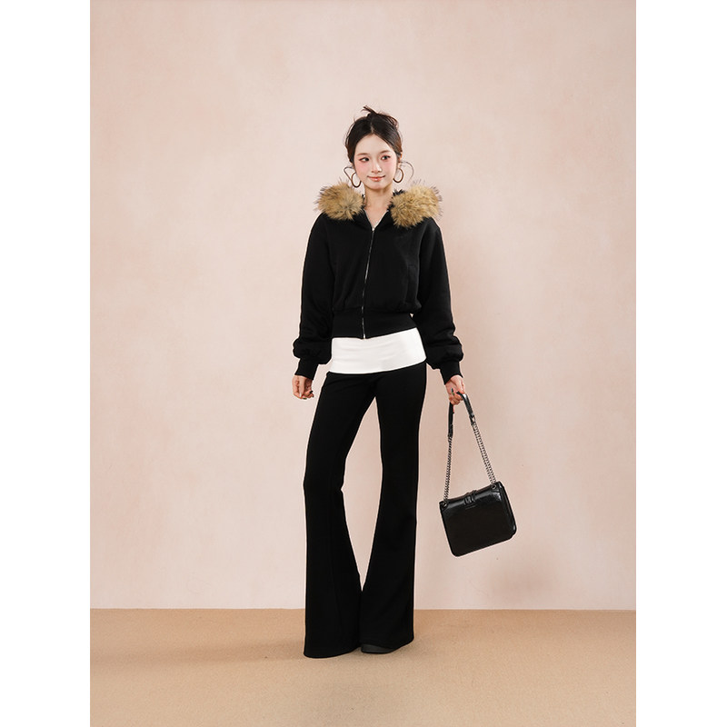 长腿姐姐 美式辣妹风毛领卫衣外套女秋冬新款微喇长裤二件套,女装/女士精品,时尚套装,淘宝优惠券,粉丝福利购,淘宝优惠卷