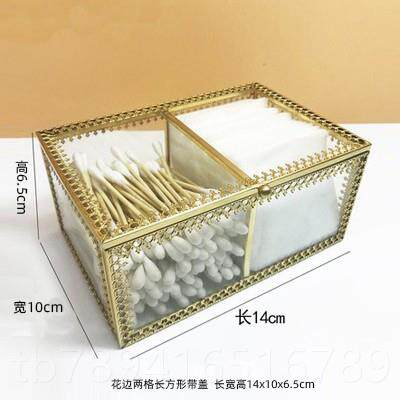 高档简化妆棉粉扑美甲n防棉签桌面玻璃收纳盒约带盖尘北欧is化妆