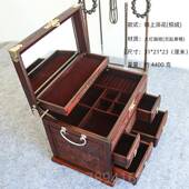 高档红木首饰盒红枝品收纳实饰质珠宝箱酸梳妆盒仿木古带镜锁抽屉