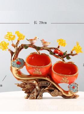 高档柿柿如意柿子件迁新居入摆伙之礼物装饰品客乔厅玄关酒柜电喜