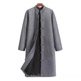 高档中国风长款棉衣保唐装男中装冬季棉袄加厚暖年居士服古装老汉