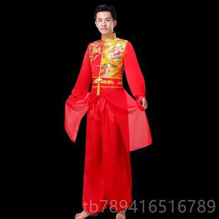 高档鼓服演出服女男腰鼓服水鼓舞民族舞蹈秧歌长打新款服袖锣鼓队