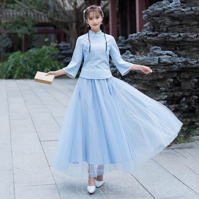 高档中国古筝演出服夏季薄款小个古子艺考装风演奏礼服初中生少女图片