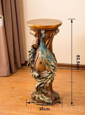 高档孔雀罗马柱摆边件电视旁落地家创柜意美式装饰居客厅花架装饰